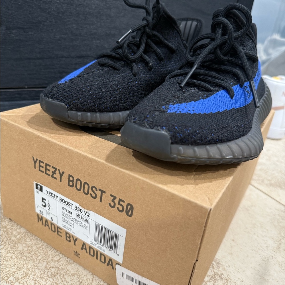 Adidas Yeezy Boost 350 V2 Kids Sneakers - Black and Blue
